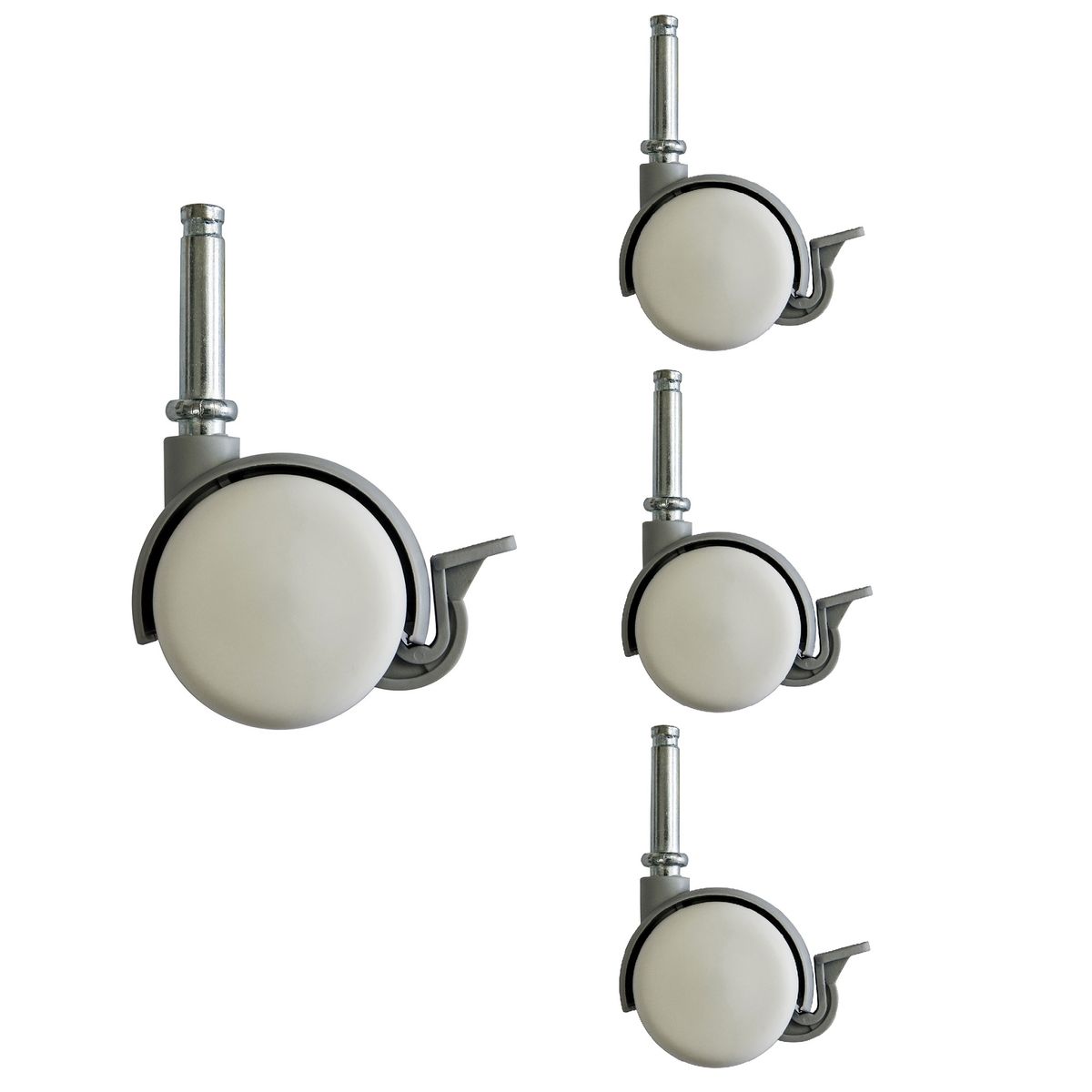 ROSEN - Pack de 4 Ruedas cama Nido o Diván Rosen Cic vástago 0.93 cm blanca