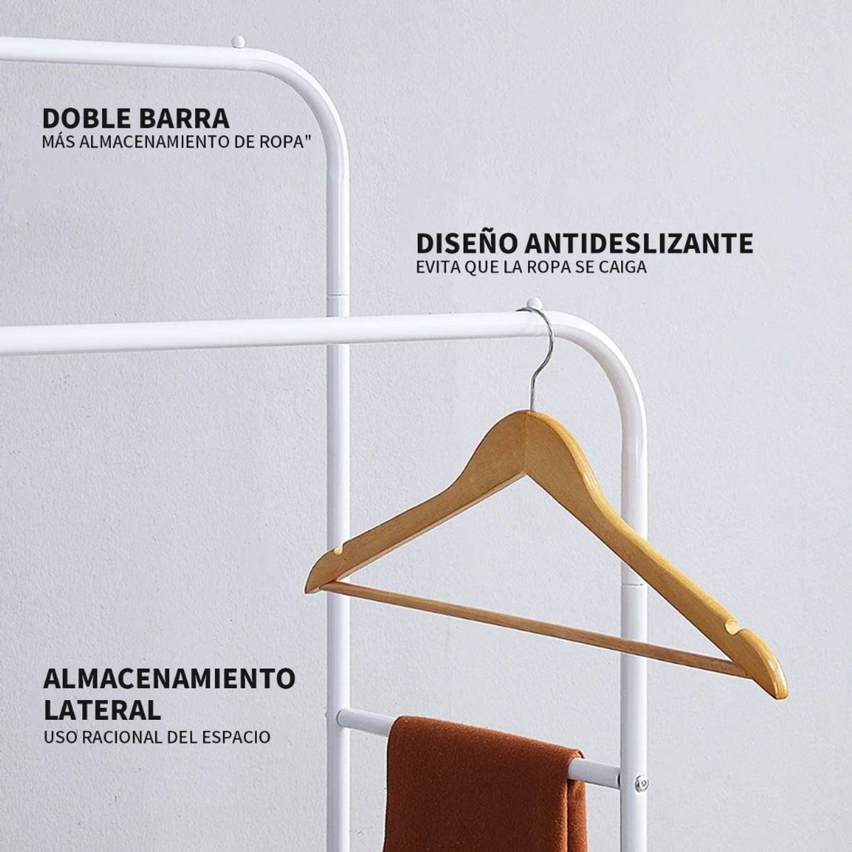 GENERICO - Perchero Organizador Colgante De Ropa Doble Metálico