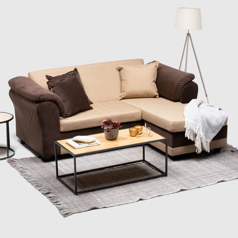 SECCIONAL REVERSIBLE IZQ Y DER FELPA CAFE TELA BEIGE