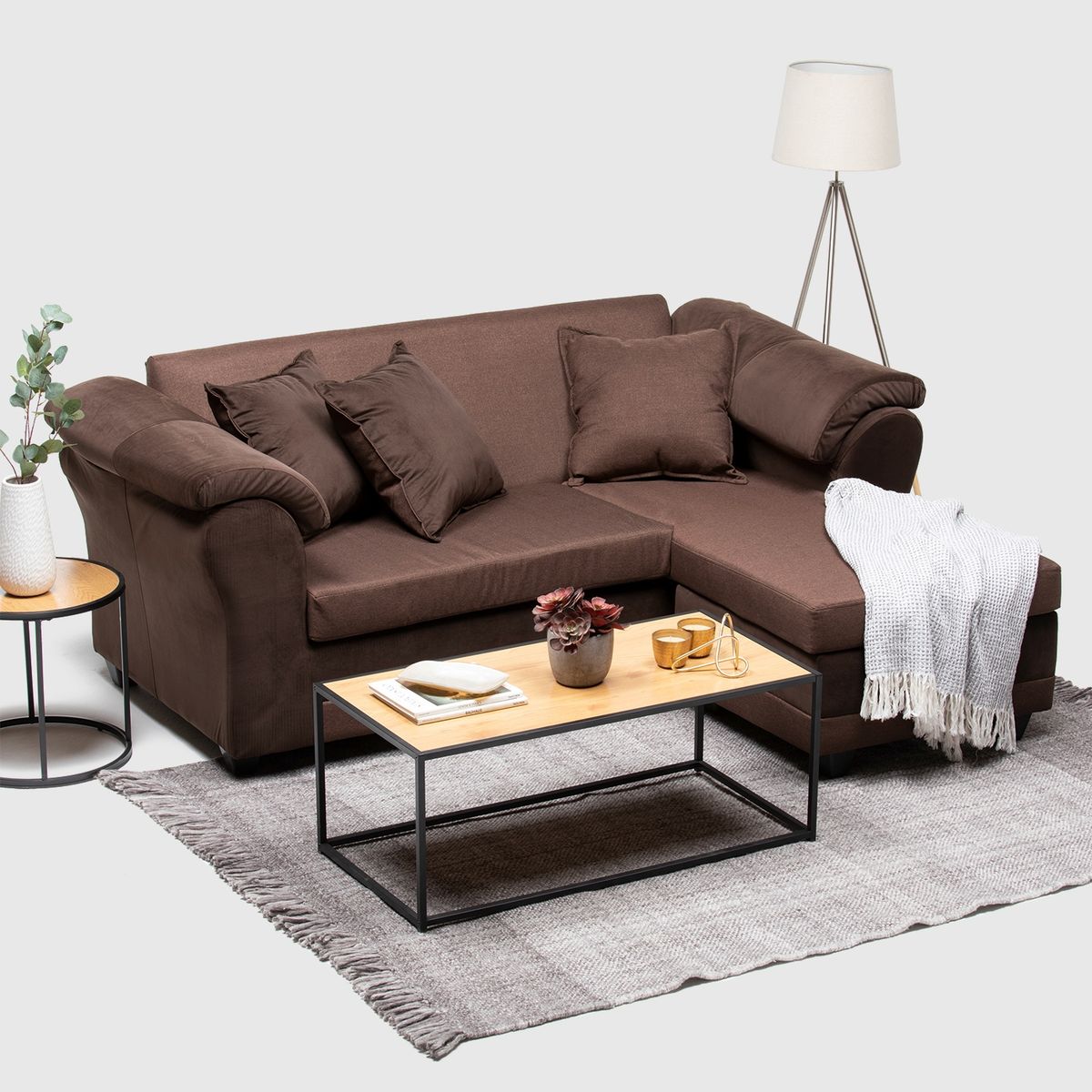 ALMORE - SECCIONAL REVERSIBLE IZQ Y DER FELPA CAFE TELA CAFÉ ALMORE