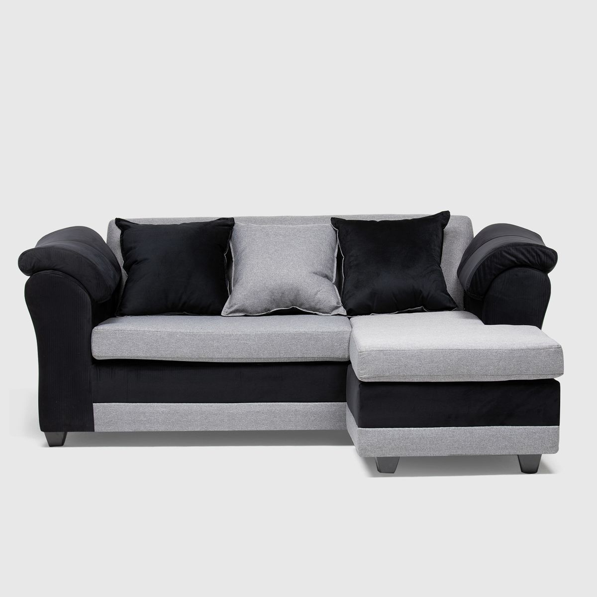 ALMORE - SECCIONAL REVERSIBLE IZQ Y DER FELPA NEGRO TELA GRIS ALMORE