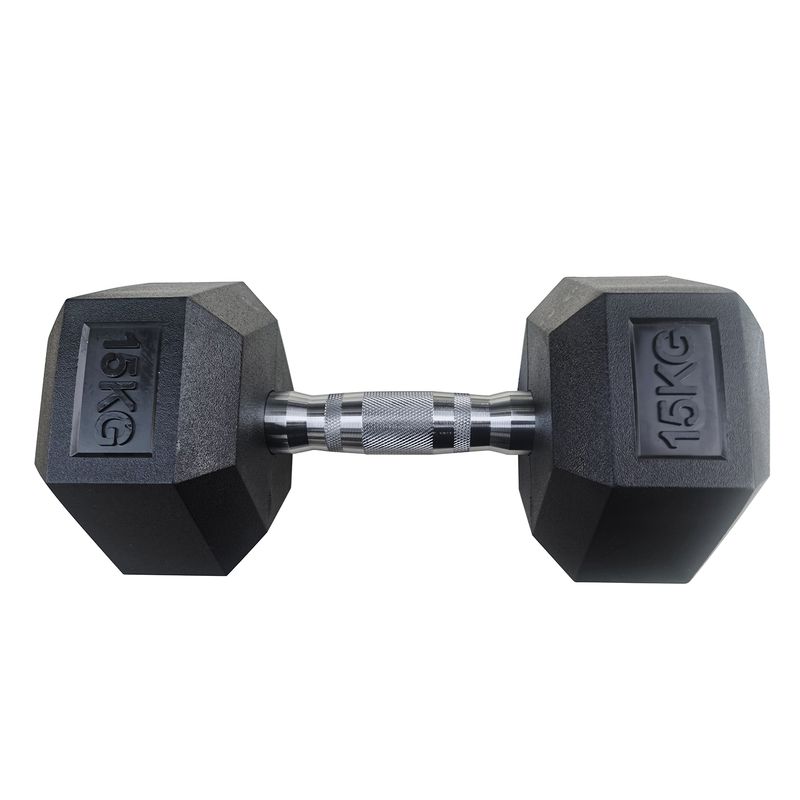 ATLETIS - Mancuerna Hexagonal 15 Kg Negro