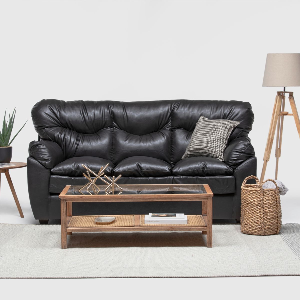 ALMORE - SOFA BELEN 3 CPS PU NEGRO ALMORE