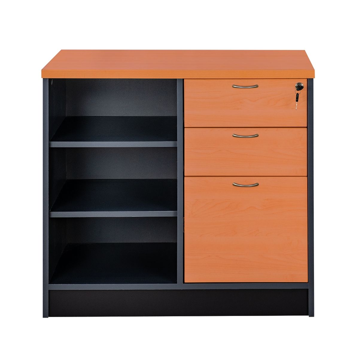 GENERICO - Cajonera Repisero con Llave 3 Cajones 3 repisas. Melamina Compacta