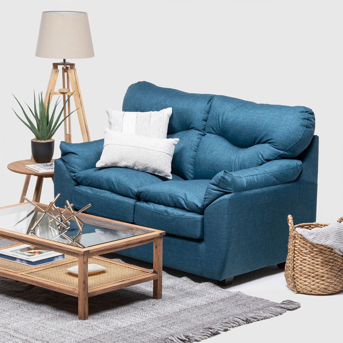ALMORE - SOFA BELEN 2 CPS TELA AZUL ALMORE