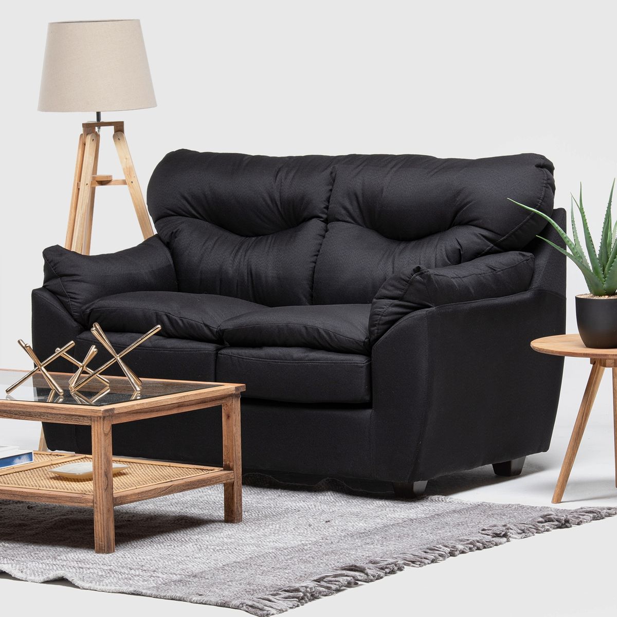 ALMORE - SOFA BELEN 2 CPS TELA NEGRO ALMORE