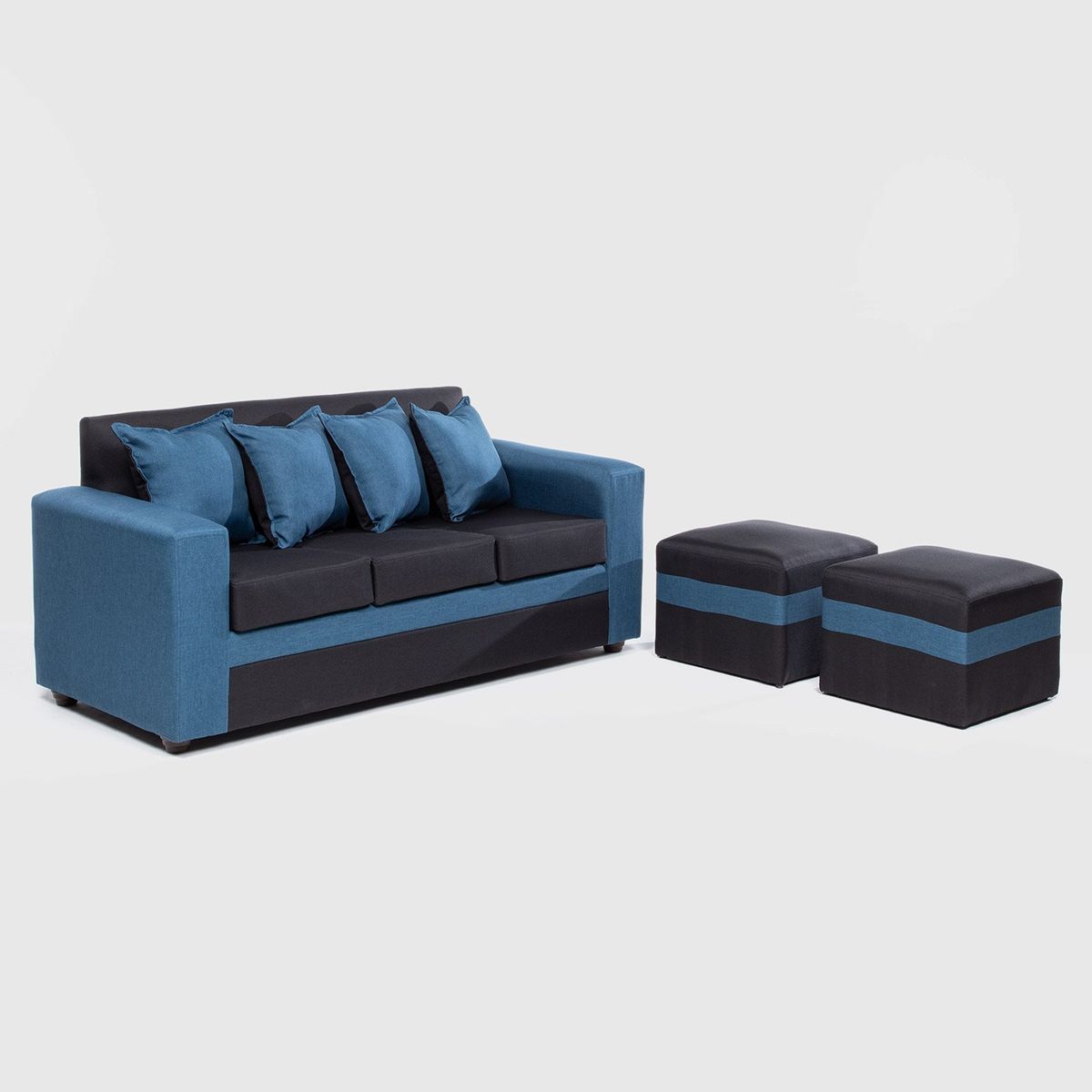 ALMORE - SOFA PARIS 2 POUF AZUL NEGRO ALMORE