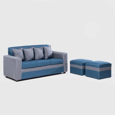Imagen 2 del producto SOFA PARIS 2 POUF GRIS AZUL