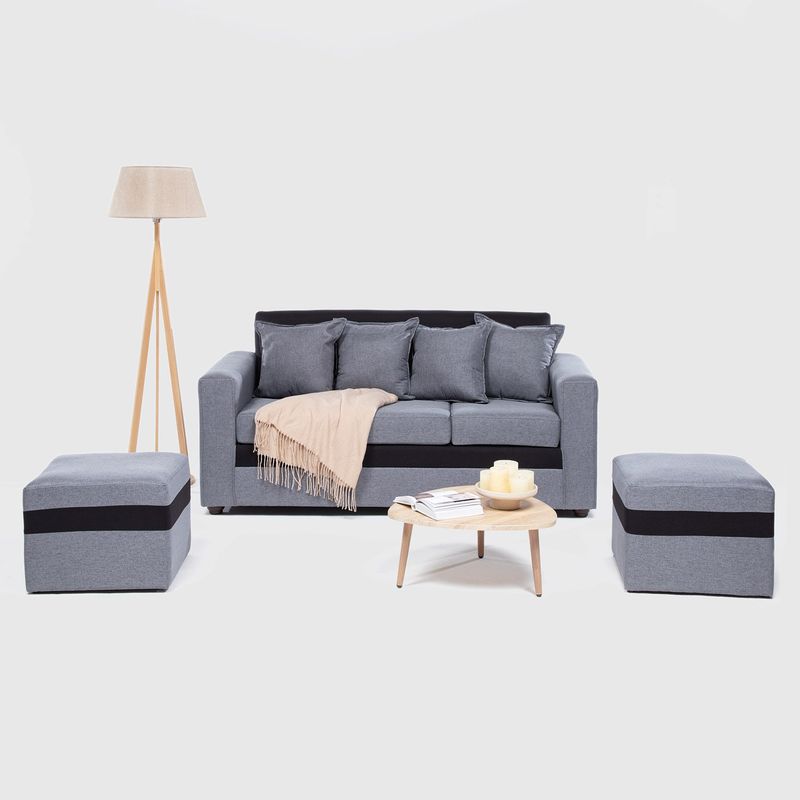 ALMORE - SOFA PARIS 2 POUF GRIS NEGRO ALMORE