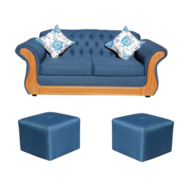 ALMORE - SOFA SOFIA + 2 POUF AZUL MIEL ALMORE