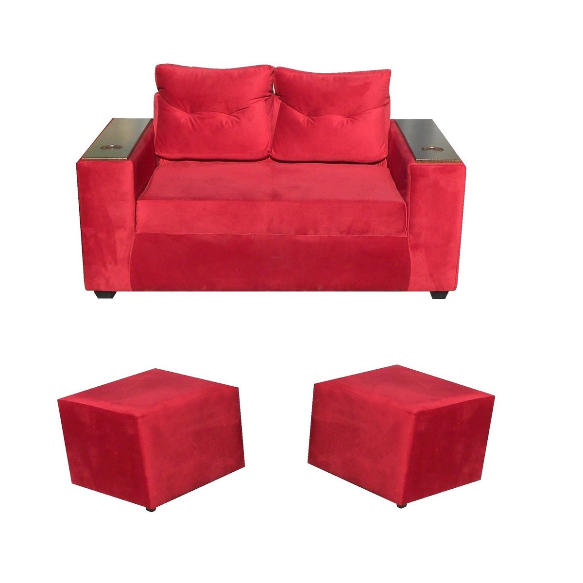 ALMORE - SOFA WILSON 2C  2POUF ROJO ALMORE