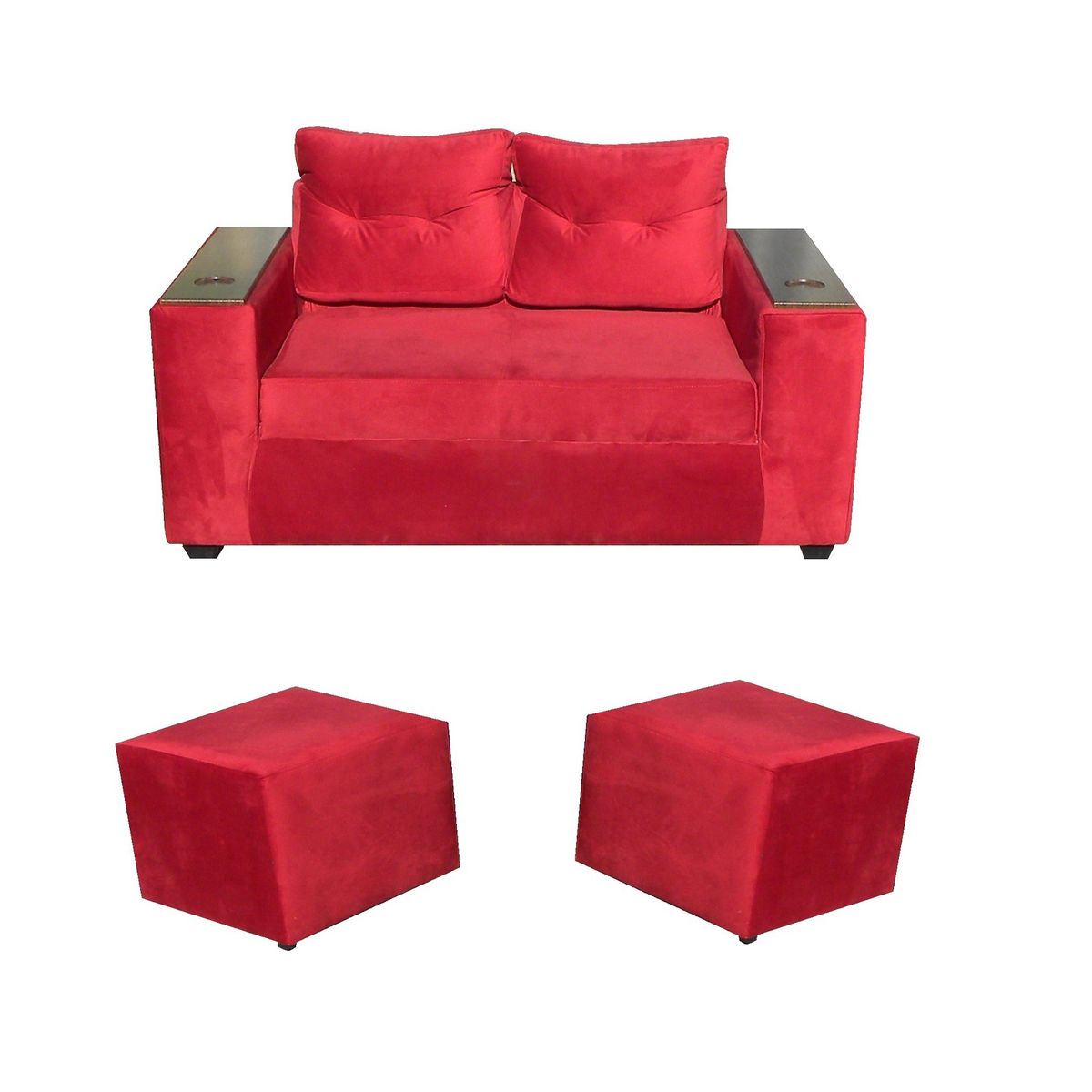 ALMORE - SOFA WILSON 2C  2POUF ROJO ALMORE