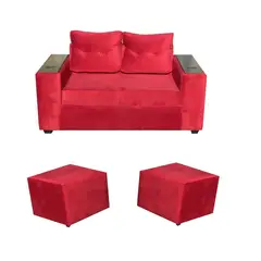 ALMORE - SOFA WILSON 2C 2POUF ROJO
