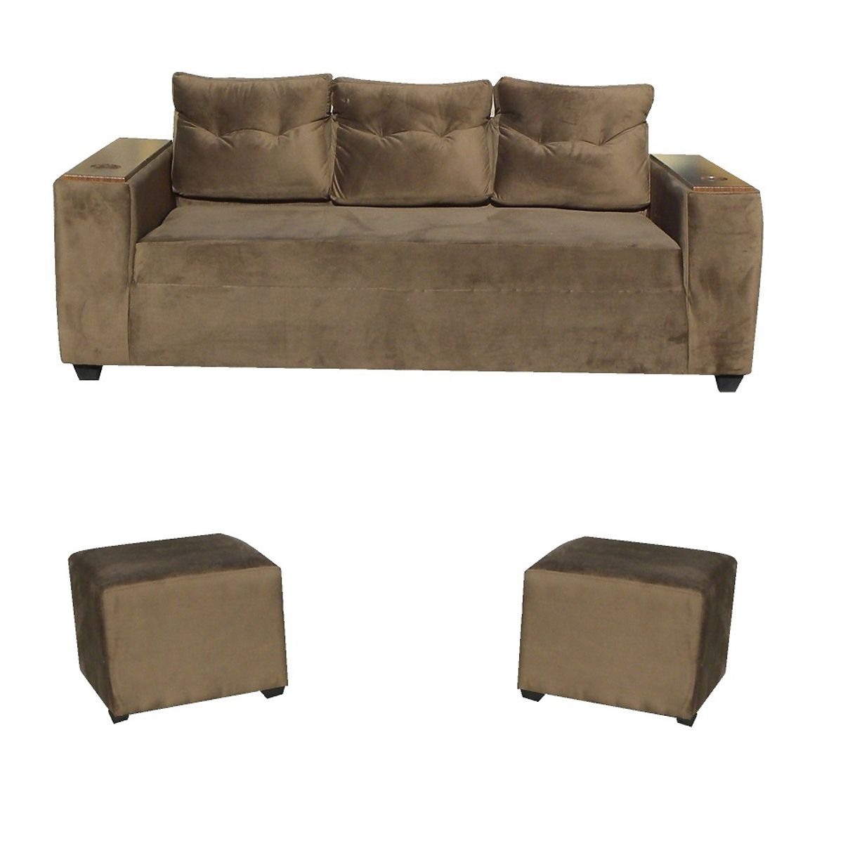 ALMORE - SOFA WILSON 3C + 2 POUF CAFÉ ALMORE