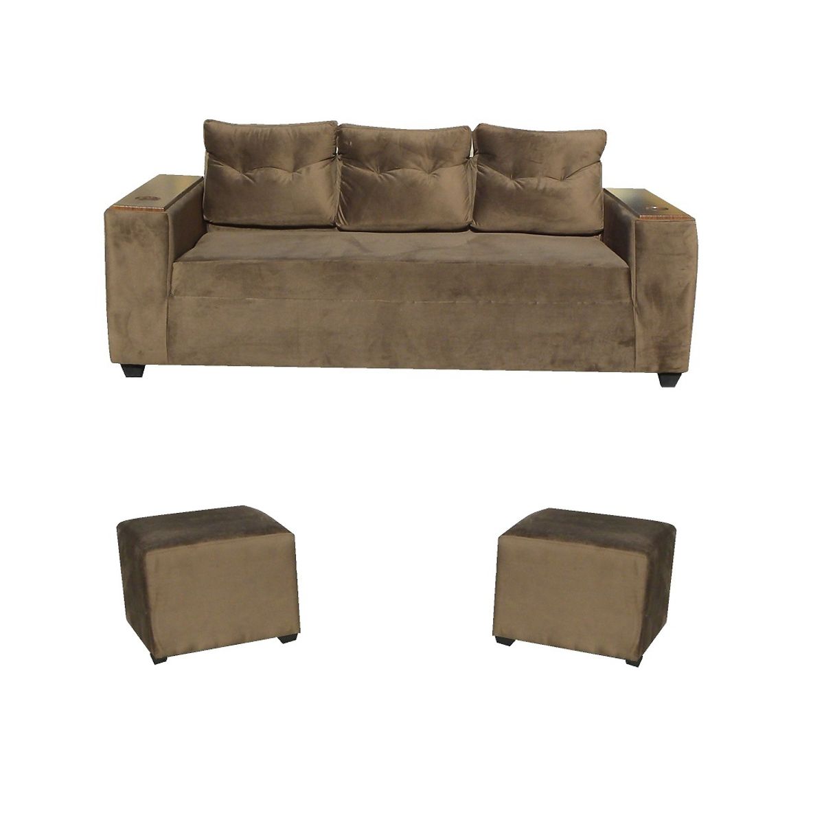 ALMORE - SOFA WILSON 3C + 2 POUF CAFÉ ALMORE