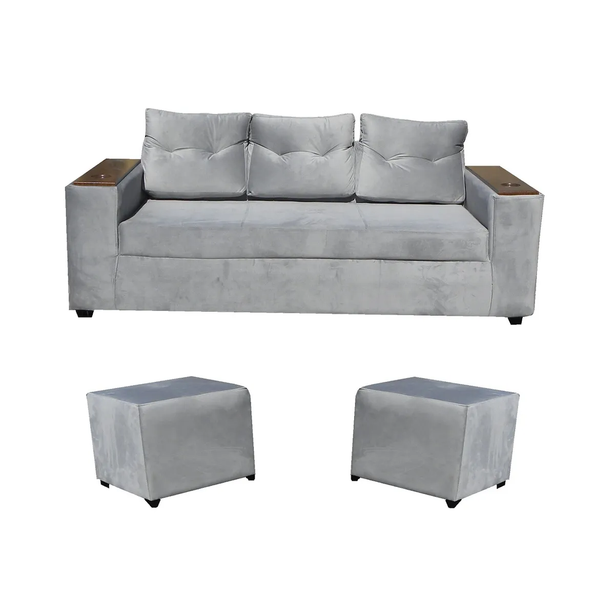 ALMORE - SOFA WILSON 3C + 2 POUF GRIS ALMORE