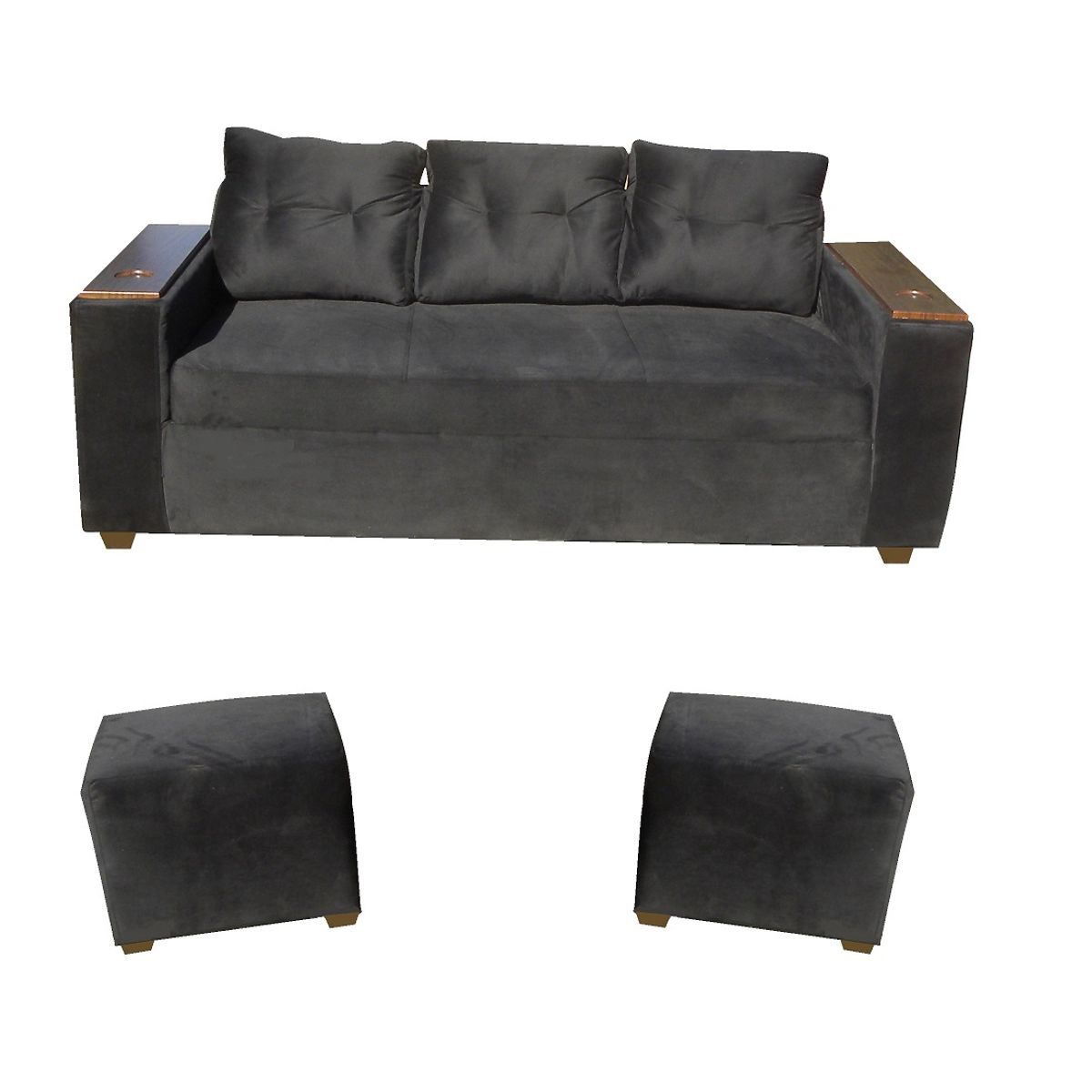 ALMORE - SOFA WILSON 3C + 2 POUF NEGRO ALMORE