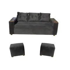 ALMORE - SOFA WILSON 3C + 2 POUF NEGRO