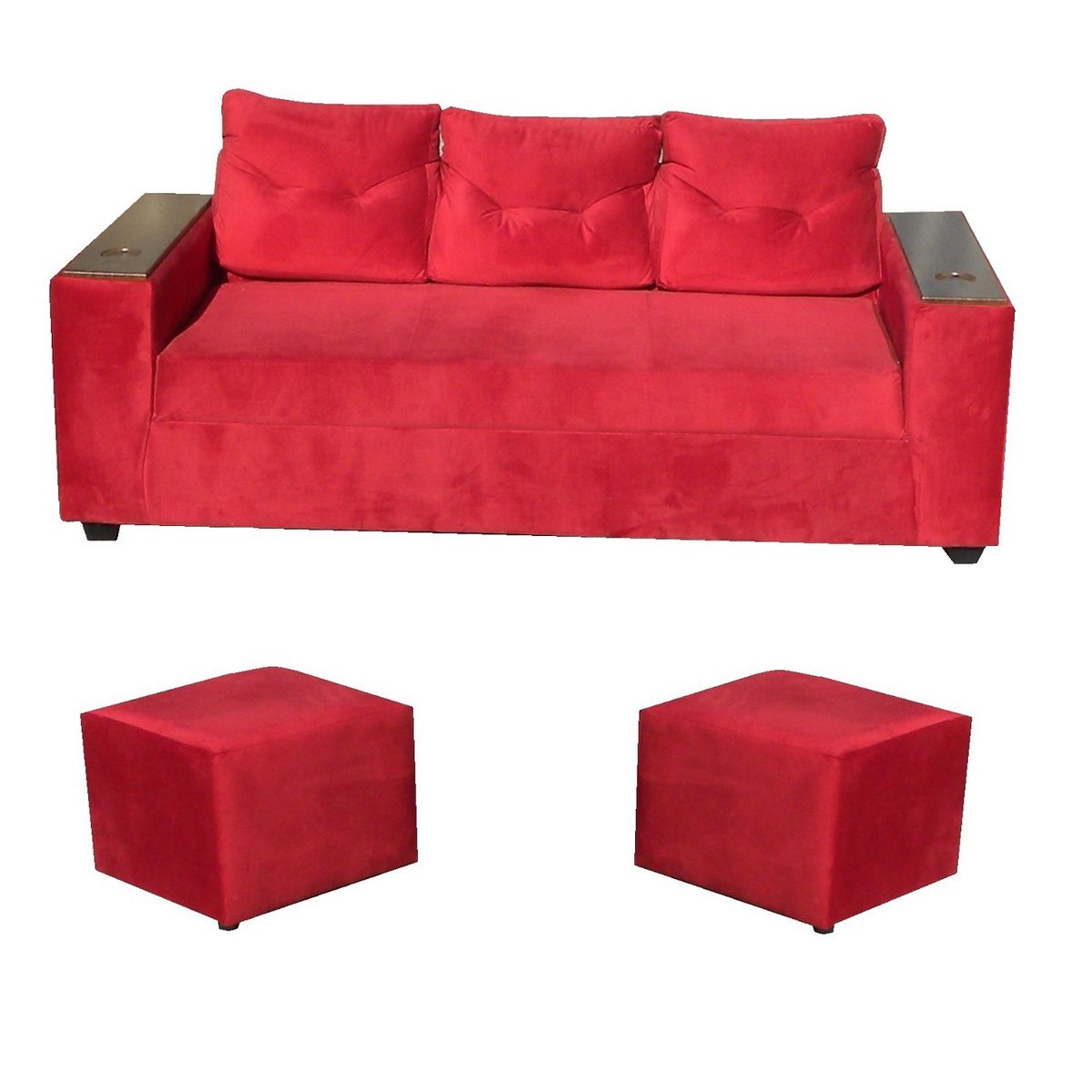 ALMORE - SOFA WILSON 3C + 2 POUF ROJO ALMORE