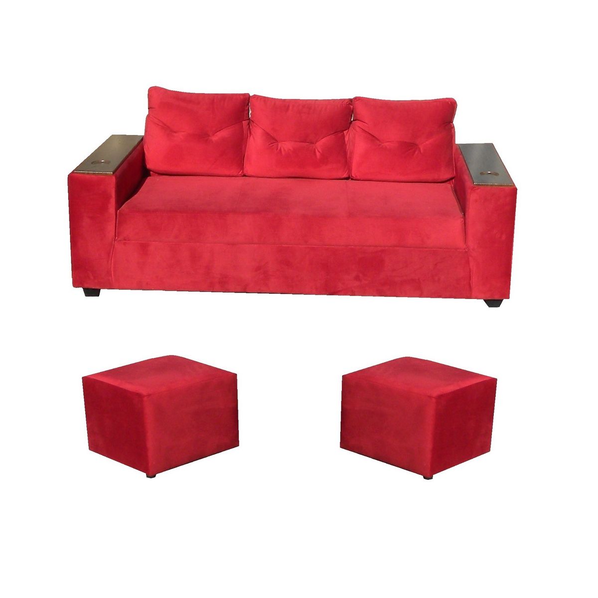 ALMORE - SOFA WILSON 3C + 2 POUF ROJO ALMORE