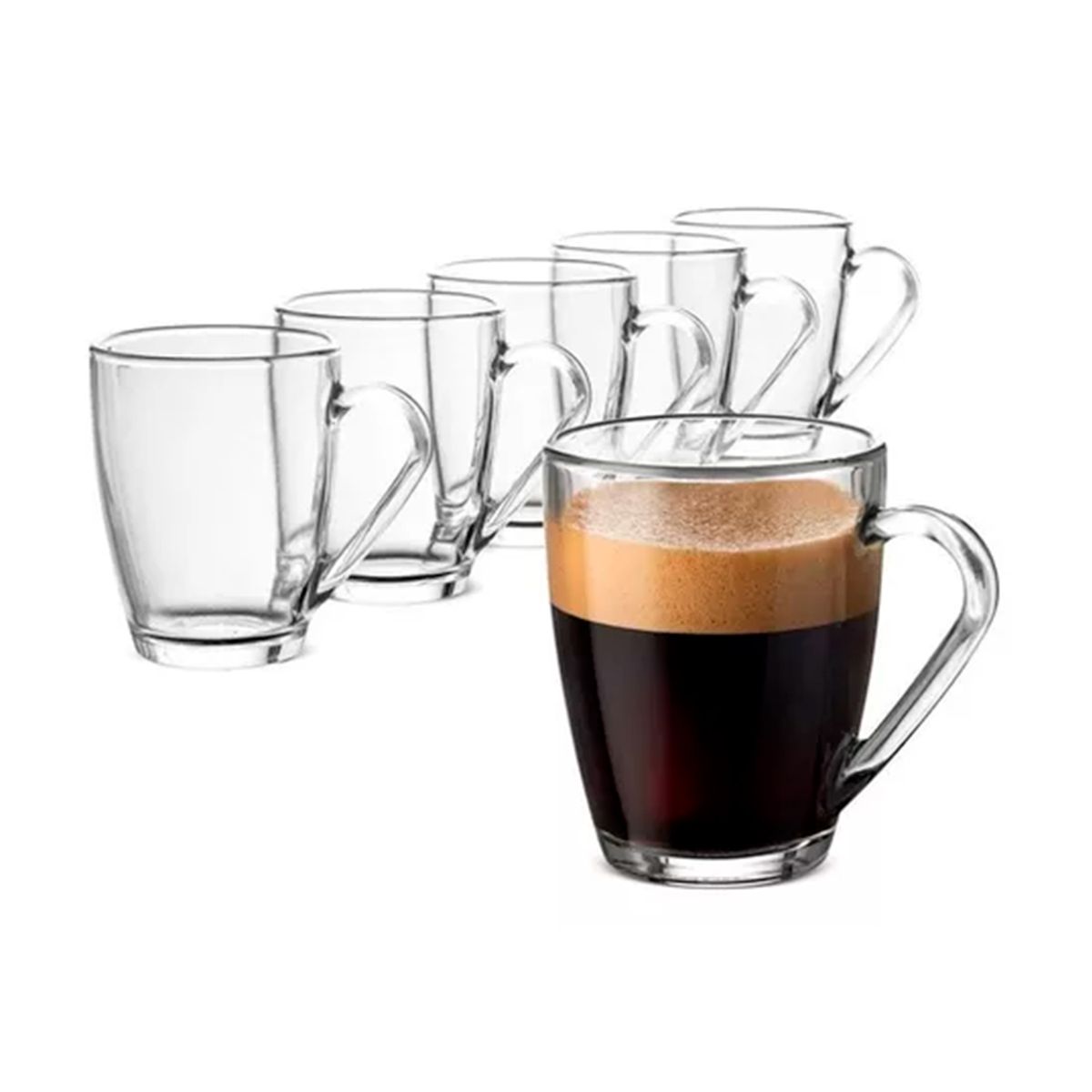 GENERICO - Pack 6 Tazas Mug De Vidrio Para Café 310 Ml