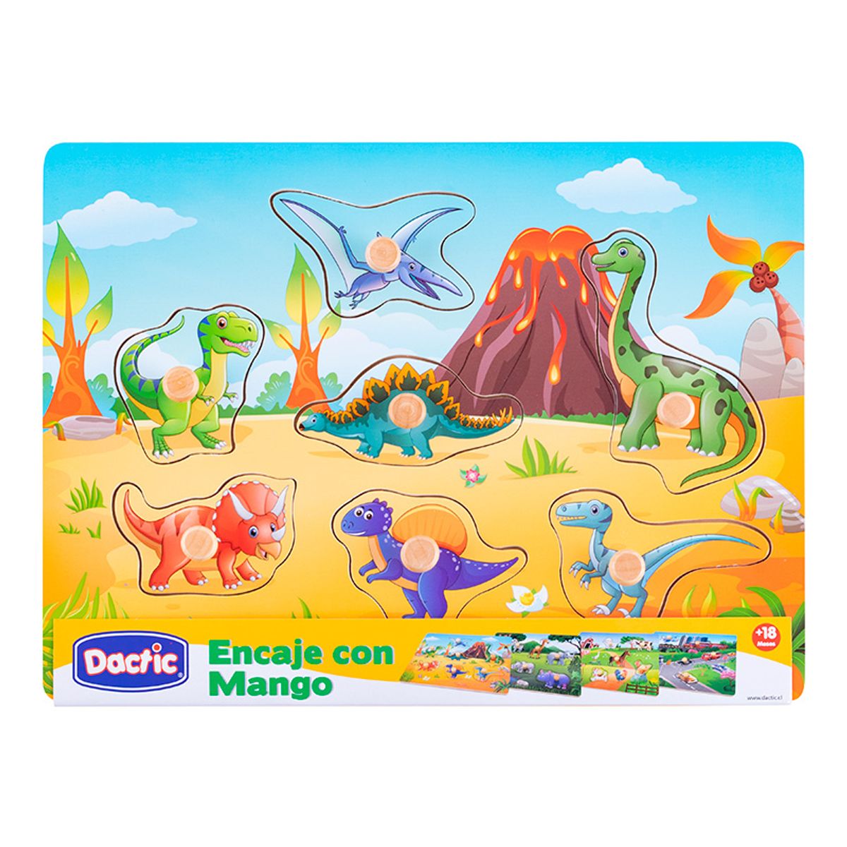 DACTIC - ENCAJE CMANGO DINOSAURIO MADERA
