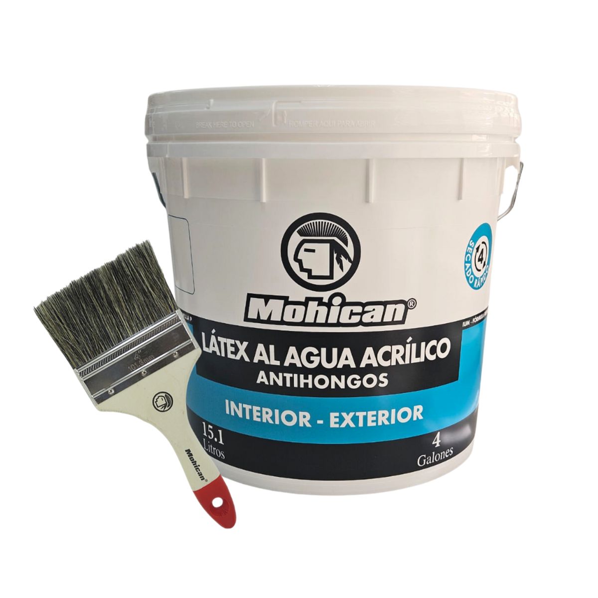 MOHICAN - PROMO LÁTEX BLANCO TINETA 4 GAL MOHICAN + BROCHA 4 PULGADAS