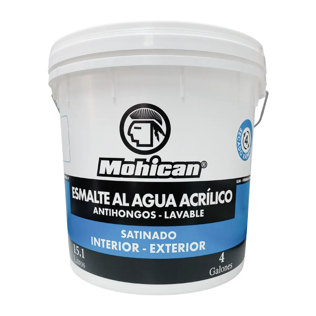 MOHICAN - ESMALTE AL AGUA ANTIHONGOS SATINADO 1 TINETA 4 GAL BLANCO