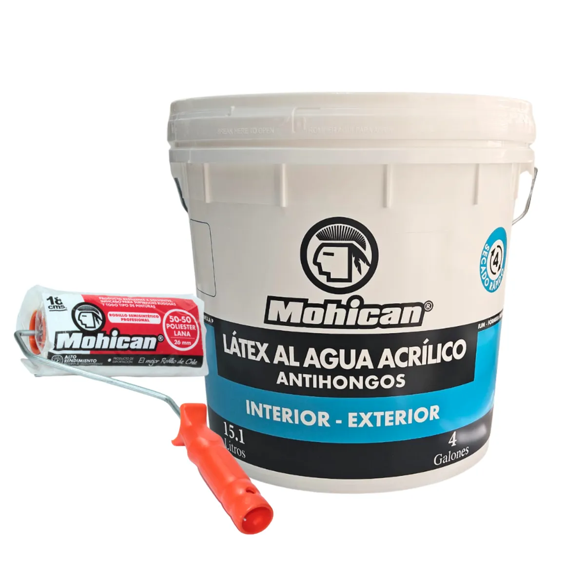 MOHICAN - Latex Blanco Tineta 4 Gal Mohican + Rodillo de regalo
