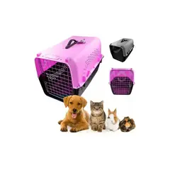 GENERICO - Caja Canil Transportadora Mascota Ventilación Talla S-m Rosa