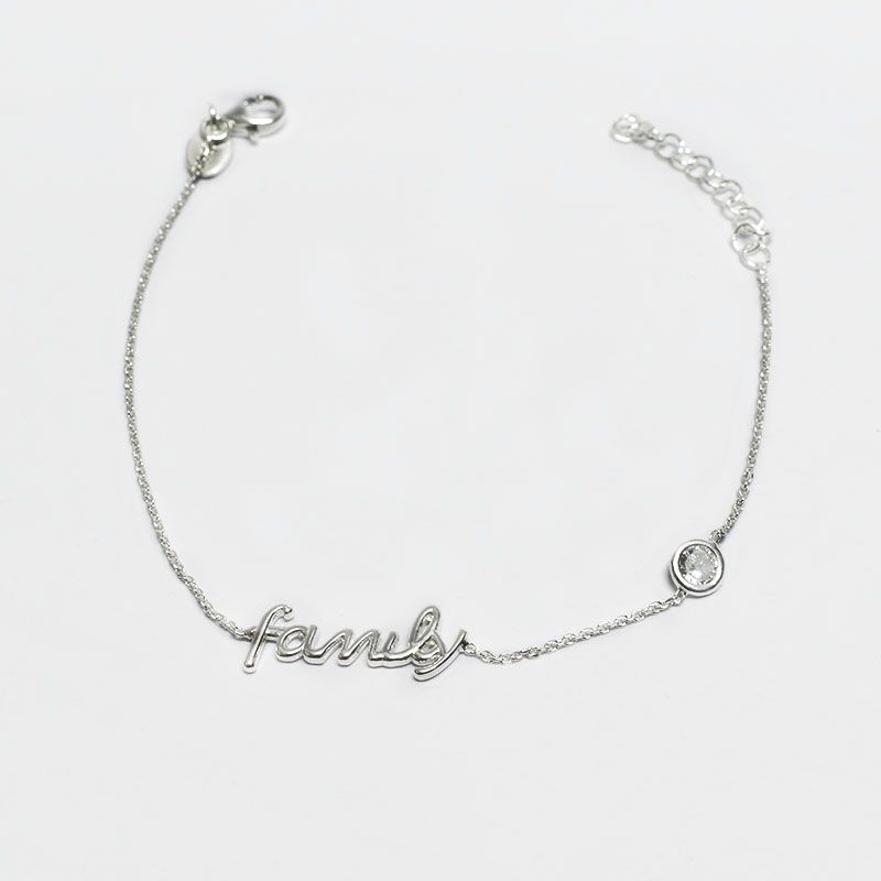 ROSETT - Pulsera rolo con la palabra Family y circón