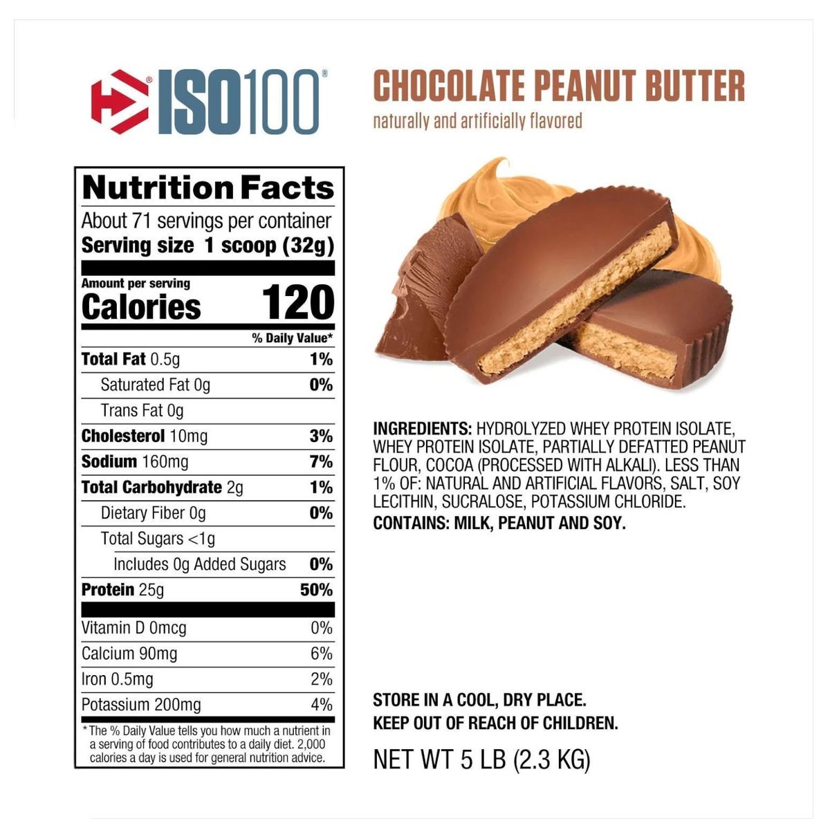 DYMATIZE - Proteína Iso 100 Hidrolizada Dymatize - 5 LB - Chocolate Peanut Butter