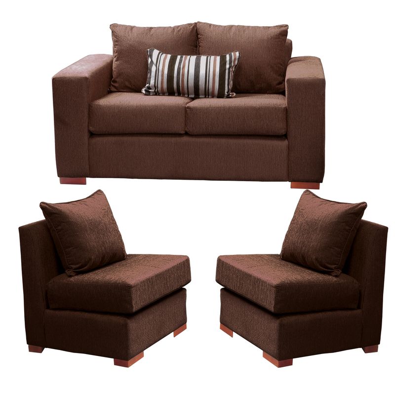 DKORA - Living sofa 2 cuerpos + 2 sofá 1cuerpo Evans  Café