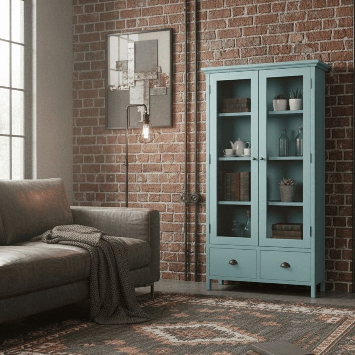 MUEBLES NATIVA - VITRINA LINDEROS TURQUESA