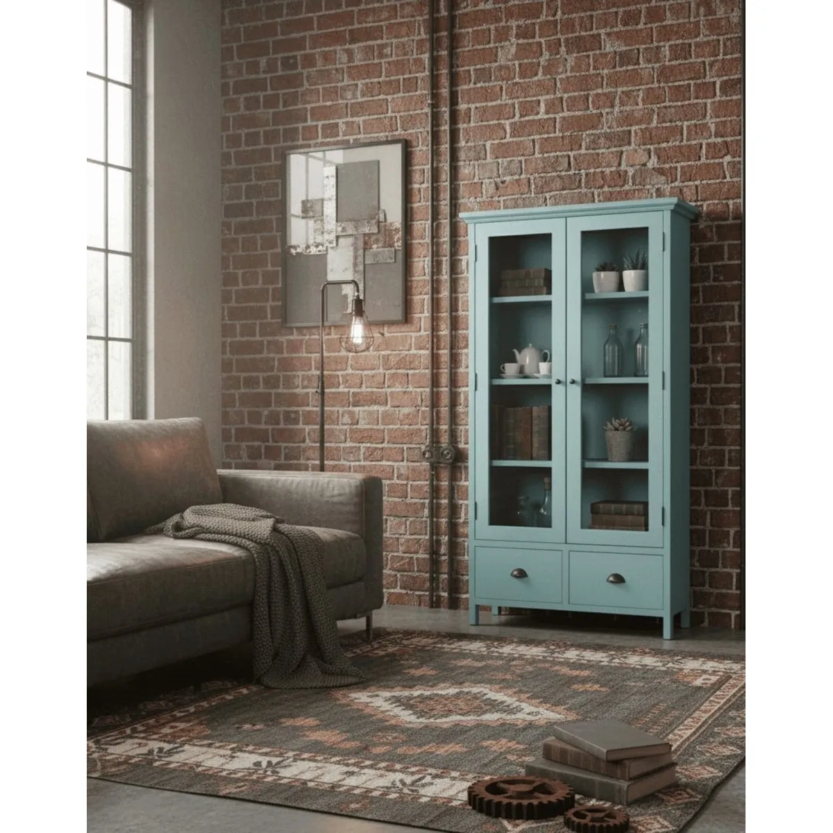 MUEBLES NATIVA - VITRINA LINDEROS TURQUESA