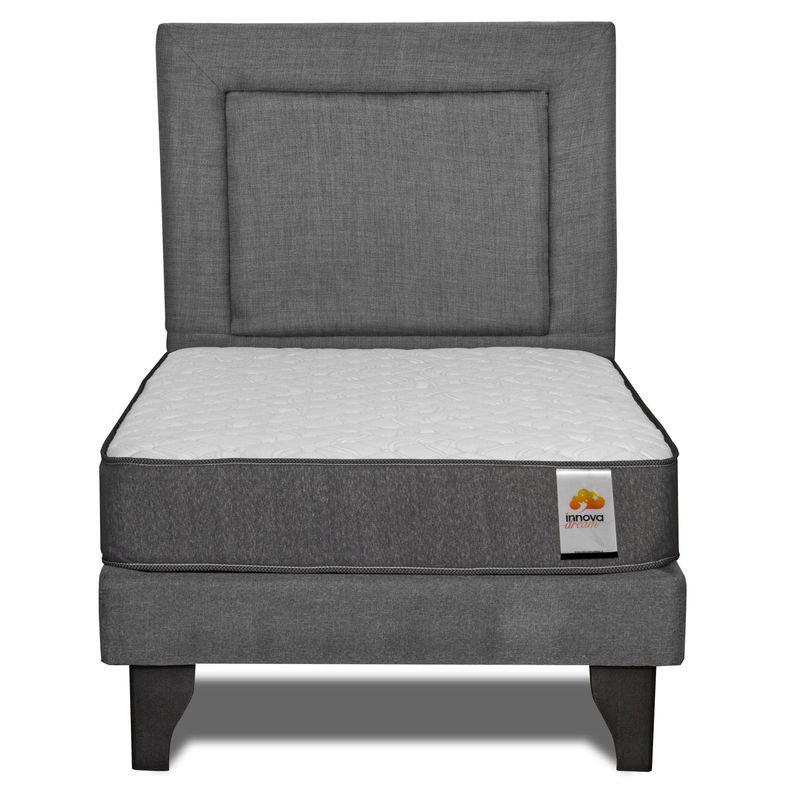 INNOVAMUEBLES - CAMA + RESPALDO SILVER 1 PL GRIS INNOVAMUEBLES