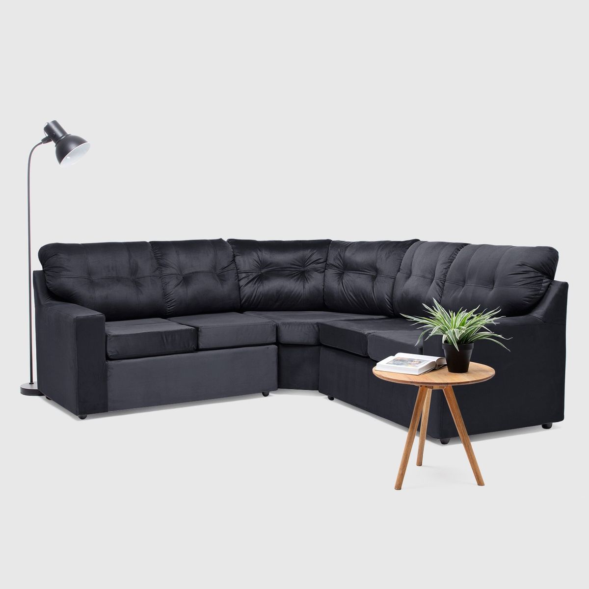 ALMORE - SECCIONAL ITALIA FELPA NEGRO ALMORE