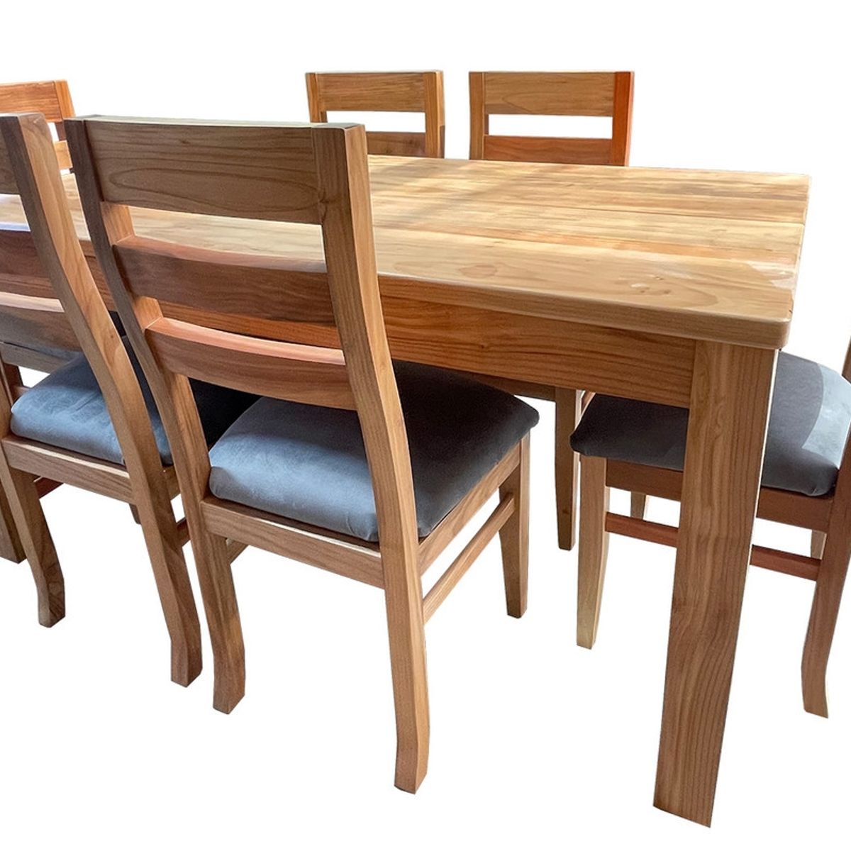 MUEBLES NATIVA - Comedor Nativo 90x160 6 sillas Koke Gris