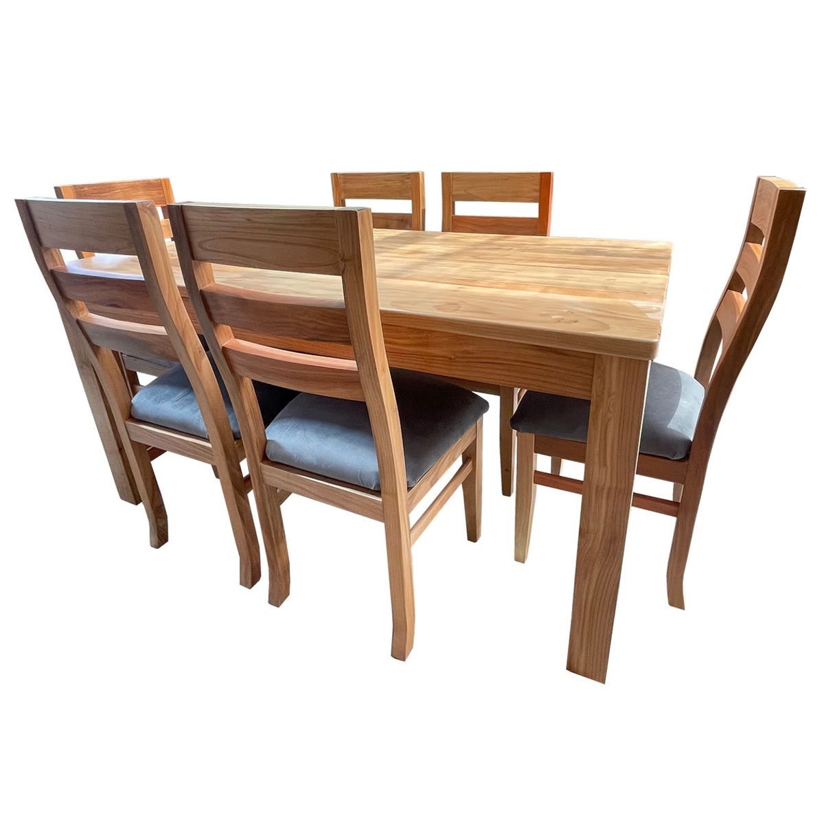 MUEBLES NATIVA - Comedor Nativo 90x160 6 sillas Koke Gris