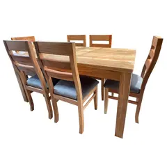 MUEBLES NATIVA - Comedor Nativo 90x160 6 sillas Koke Gris