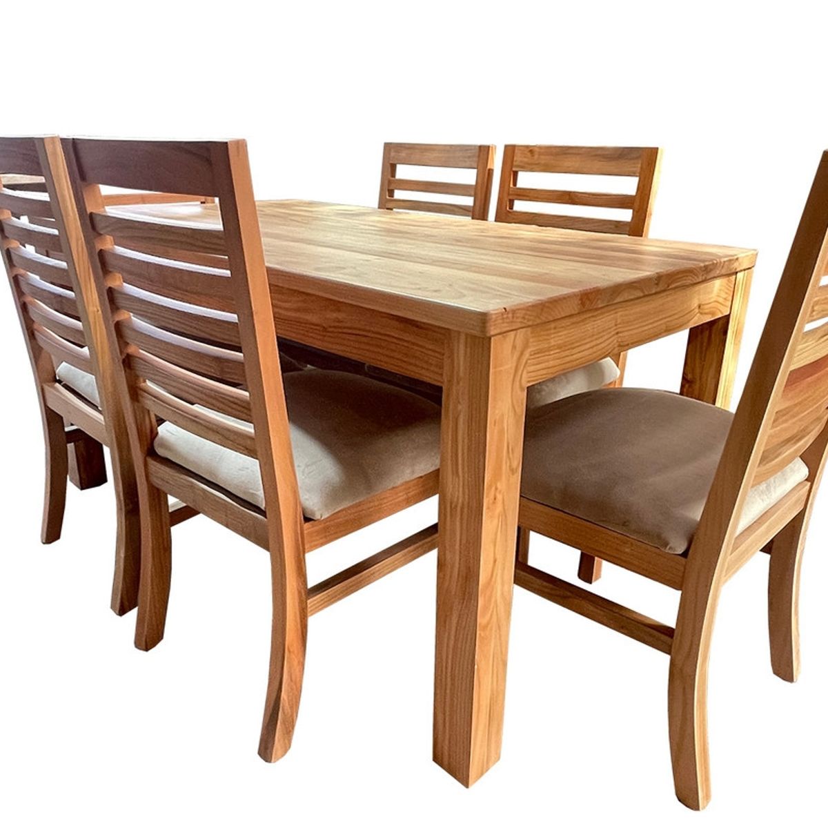 MUEBLES NATIVA - Comedor Nativo 90x160 6 sillas Palillo Beige