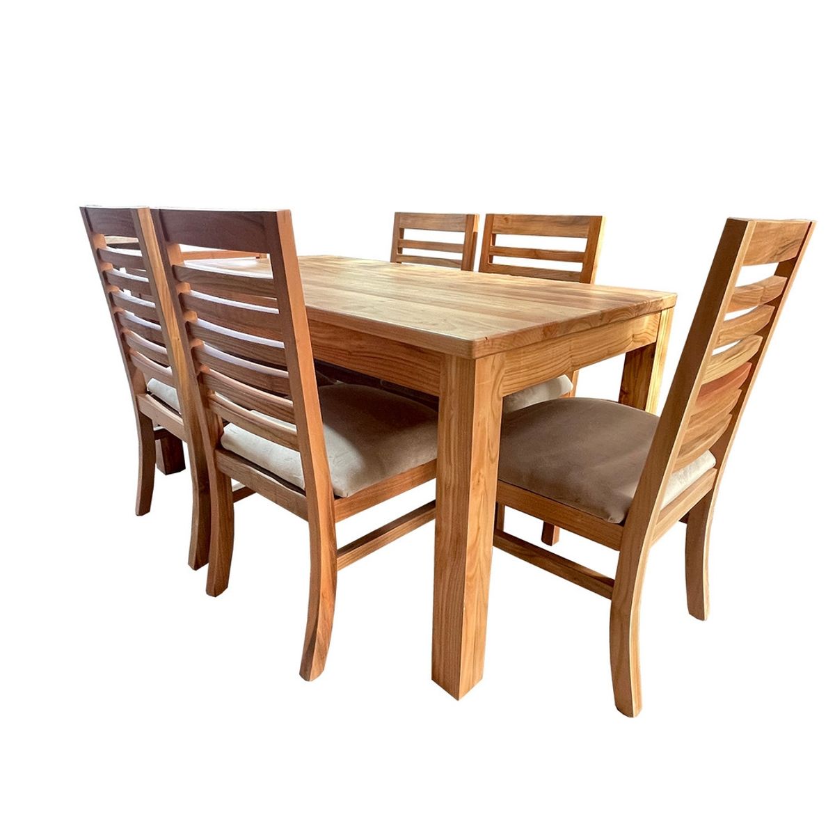 MUEBLES NATIVA - Comedor Nativo 90x160 6 sillas Palillo Beige