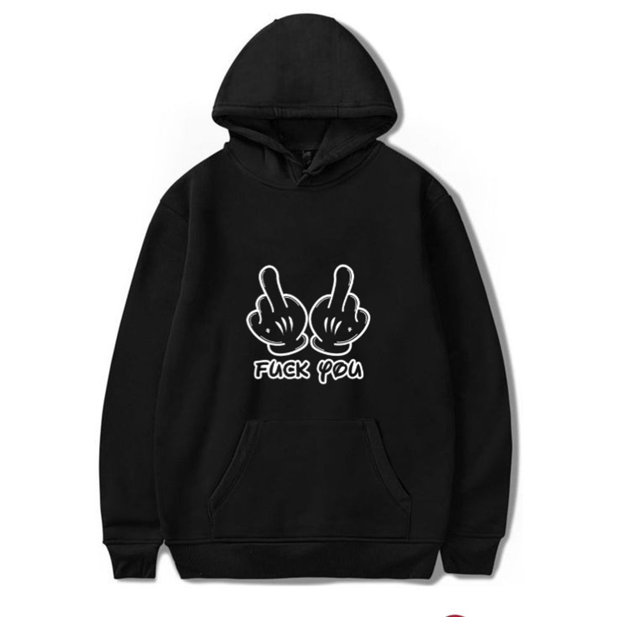 GENERICO - Polerón Canguro Negro Estampado Fuck-tow
