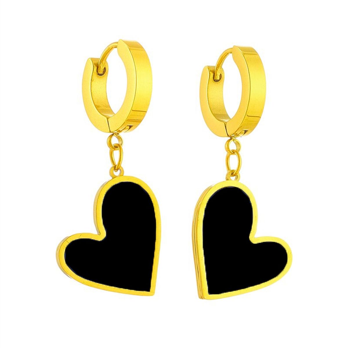 GENERICO - Aros Corazón Elegante Colgantes - Acero Bañado En Oro 18k