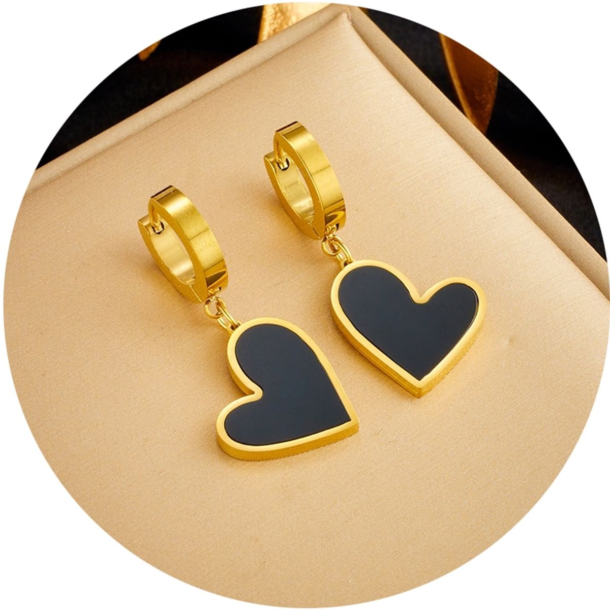 GENERICO - Aros Corazón Elegante Colgantes - Acero Bañado En Oro 18k