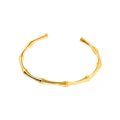 GENERICO - Brazalete - Pulseras Abierta Bambú Acero Bañado En Oro 18k