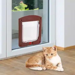 DEFENSOR FOREVER - Puerta Abatible Para Perros Gatos Pequeños petdoor Chocolate