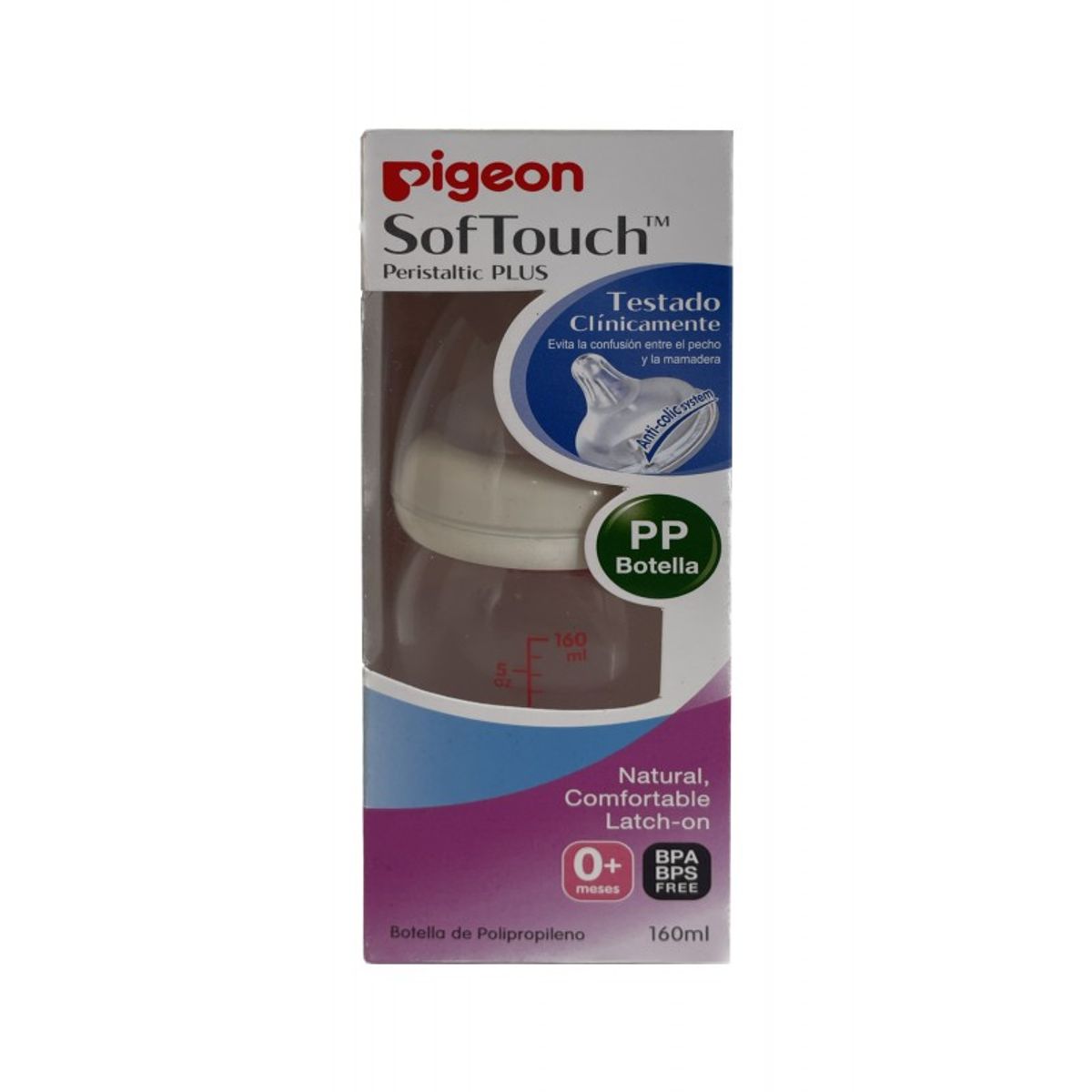 PIGEON - MAMADERA 160ML 0 A 3 MESES SOFTOUCH POLIPROPILENO