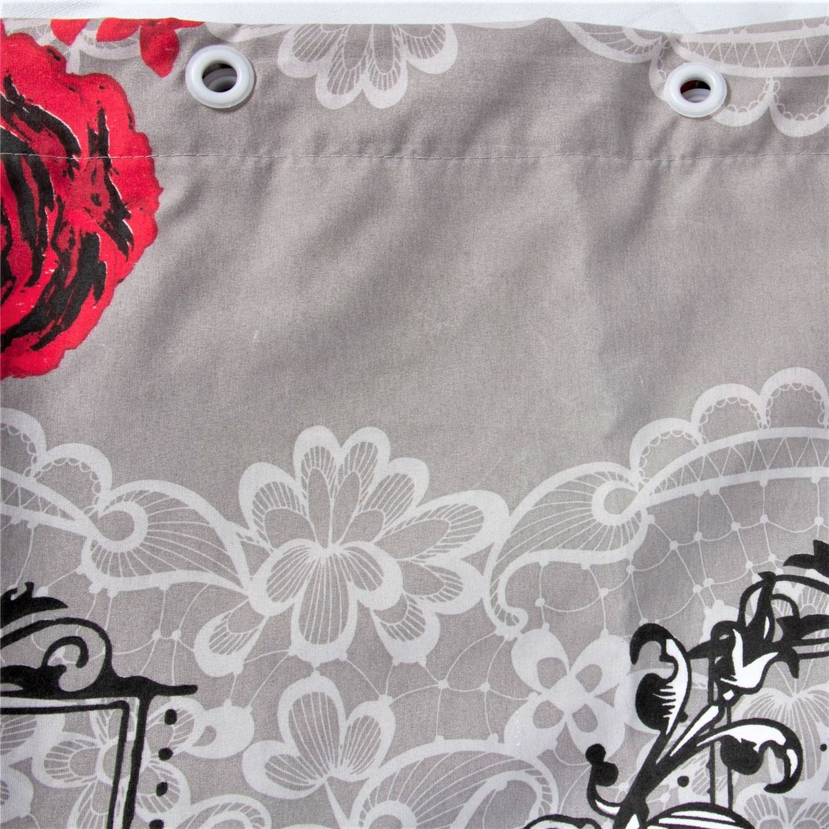 MASEL - Set cortina de baño microfibra rosas 180 x180