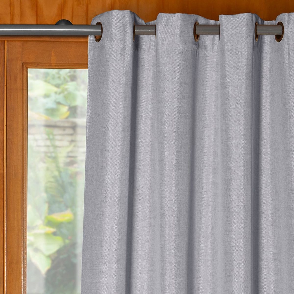 MASEL - Cortina de tela con argollas  Mati Gris   140x225